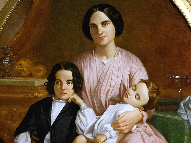 1814-Claudi Lorenzale - Ritratto della donna e dei figli del pittore - Museo Nazionale d'Arte della Catalogna